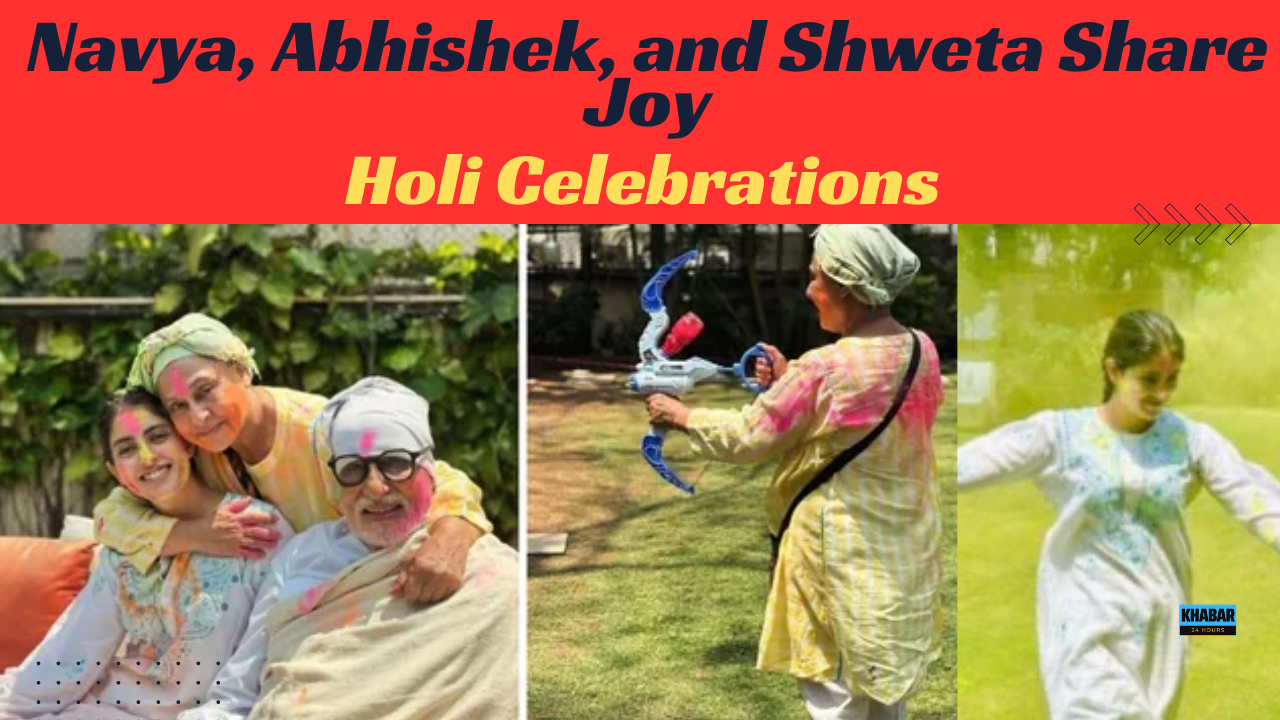 Holi Celebrations: Navya, Abhishek, and Shweta Share Joy"